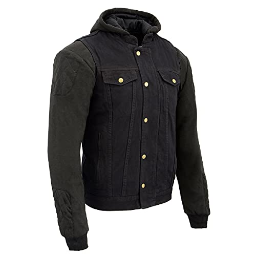 Milwaukee Leather MDM3020 Men's Black Denim 5-in-1 Club Style Vest with Removable Hoodie - XX-Large