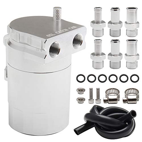 Universal Oil Catch Can Tank Polish Baffled ReservoirAluminum Car Truck Engine 300ml Silver