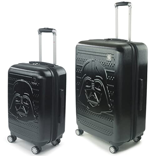 FUL Star Wars Darth Vader 2 Piece Rolling Luggage Set, Embossed Hardshell Suitcase with Wheels, 22 Inch and 30 Inch, Black