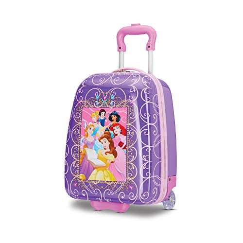 American Tourister Kids' Disney Hardside Upright Luggage, , Wheel,Zippered Divider,Telescopic Handle,Tie Down Straps,Lightweight, Princess 2, 16