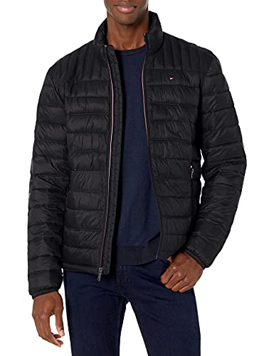 Tommy Hilfiger mens Ultra Loft Lightweight Packable Puffer Jacket (Standard and Big & Tall) Down Alternative Coat, Black, Small US