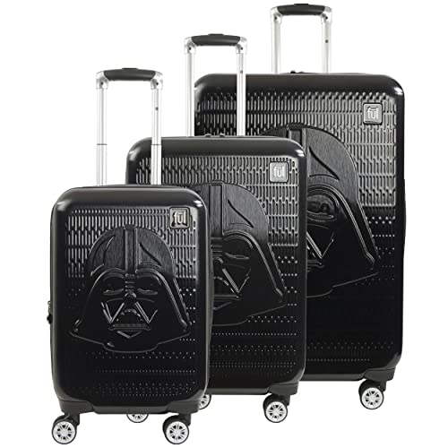 FUL Star Wars Darth Vader 3 Piece Rolling Luggage Set, Embossed Hardshell Suitcase with Wheels, 22, 25 & 30 Inch, Black, FSML0015-001