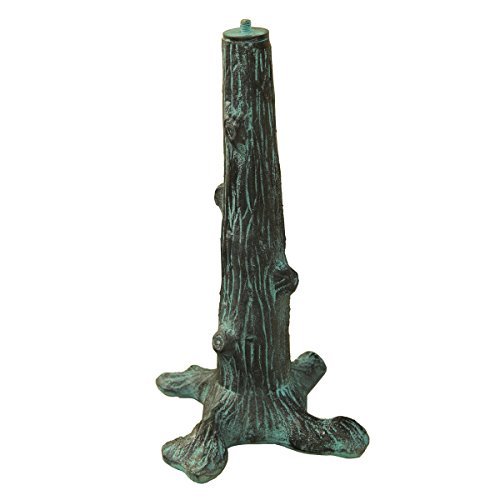 Rome B65 Tree Trunk Sundial Pedestal Base, Cast Iron with Painted Finish, 16-Inch Height