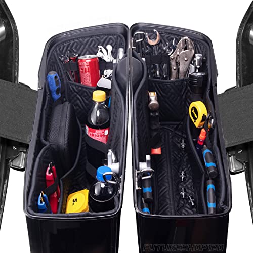 Futureshop Harley Saddlebag Liners Organizer For 14-21 OEM Standard Saddlebags Lining CVO Tapered 2021 Street Glide Saddle Bag Stretched 2 In 1 Carpet Inserts, Black, One Size