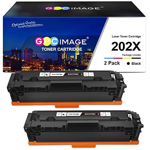 GPC Image Compatible Toner Cartridge Replacement for HP 202X 202A CF500X CF500A Compatible with Laserjet Pro MFP M281fdw M254dw M281cdw M281 M281dw M280nw Printer Tray(2 Black)
