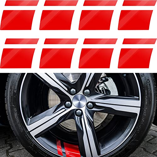 8 Pcs Wheel Rim Decal Stripes Car Decals Reflective Car Stickers Automotive Decals Hash Stripe Stickers for 18-21 Inch Wheels Tire Rim Safety Decoration Accessories (Red)
