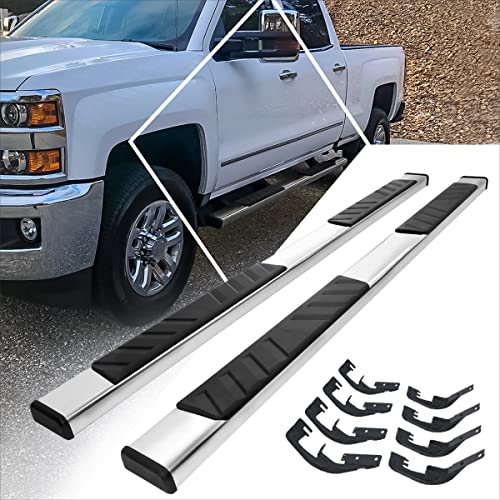 5 Inches Chrome Running Board Side Step Nerf Bar Compatible with Chevy Silverado/GMC Sierra Crew Cab 07-19