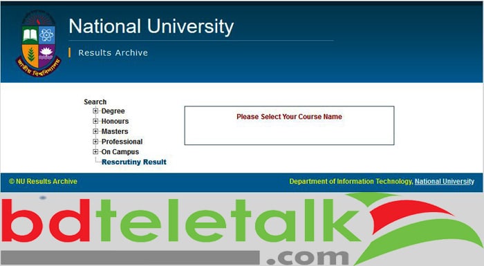 National University Result www.nu.ac.bd/results
