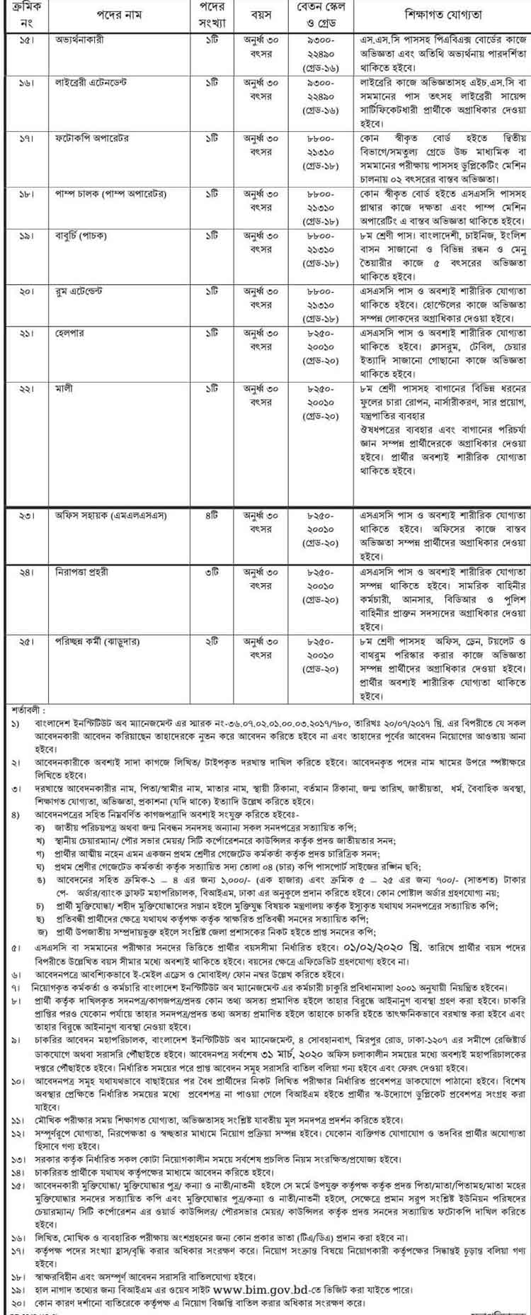 BIM Job Circular 2024 Exam Date Result www bim gov bd