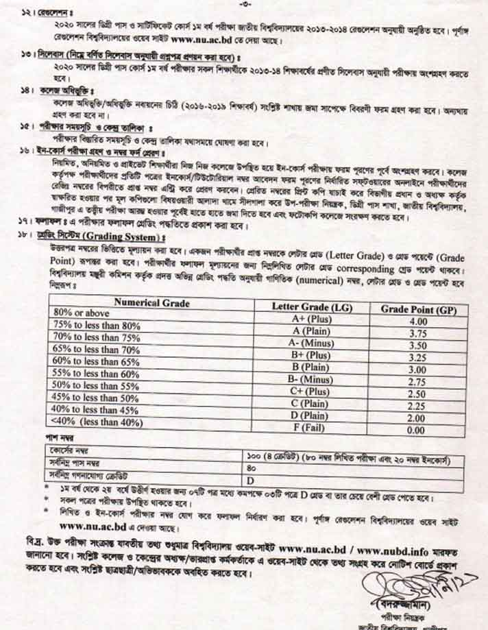 Degree 1st year form fill up notice