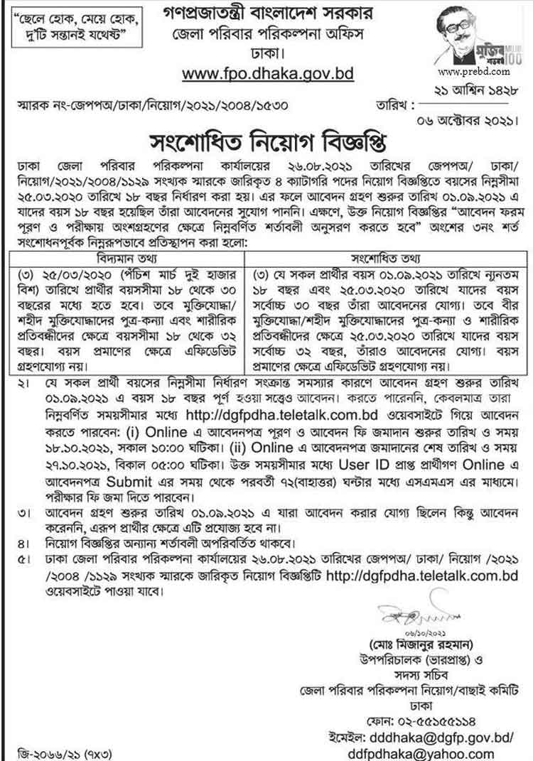 DGFPDHA job circular 2021