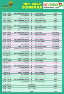 BPL 2022 Match Schedule