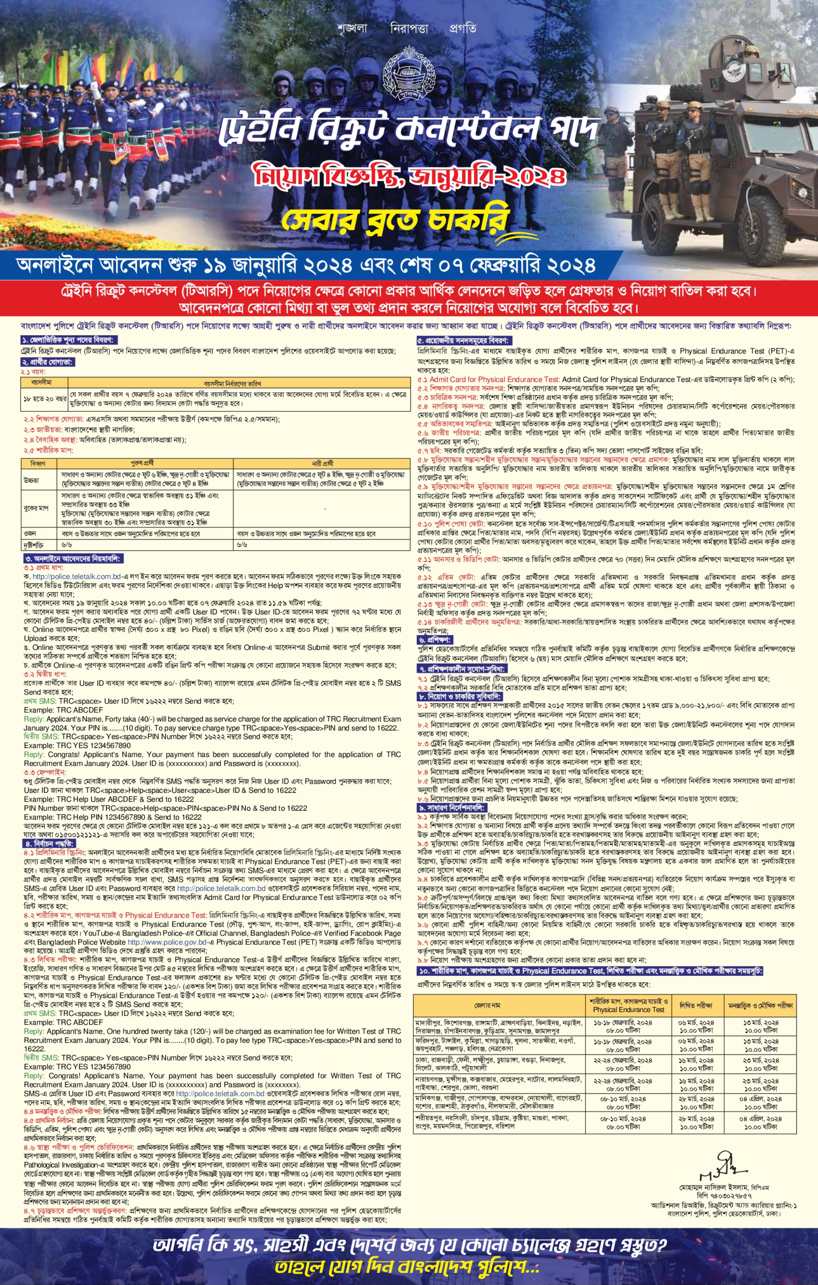 Bangladesh police constable job circular 2024